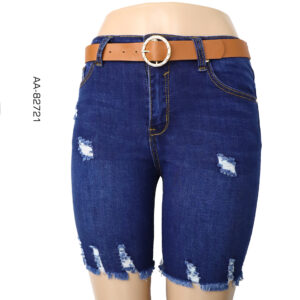 Ladies' Denim Bermuda with belt