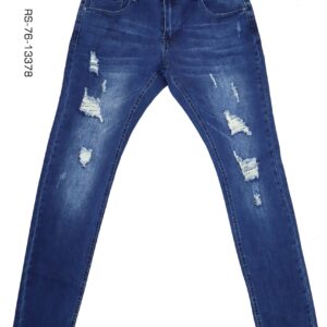 Men's Mid-Blue denim with rip and repair